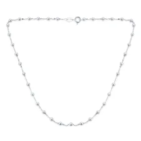Traditional Dainty Sterling Silver Strand Necklace with Round Beads 16-20 Inch