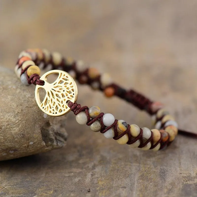 Tree Charm Bracelets African Japser String Braided Bracelets