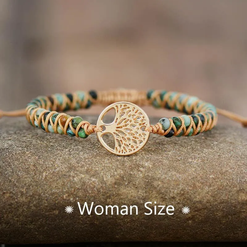 Tree Charm Bracelets African Japser String Braided Bracelets