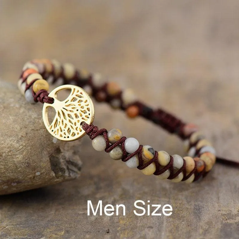 Tree Charm Bracelets African Japser String Braided Bracelets