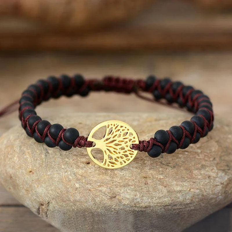 Tree Charm Bracelets African Japser String Braided Bracelets