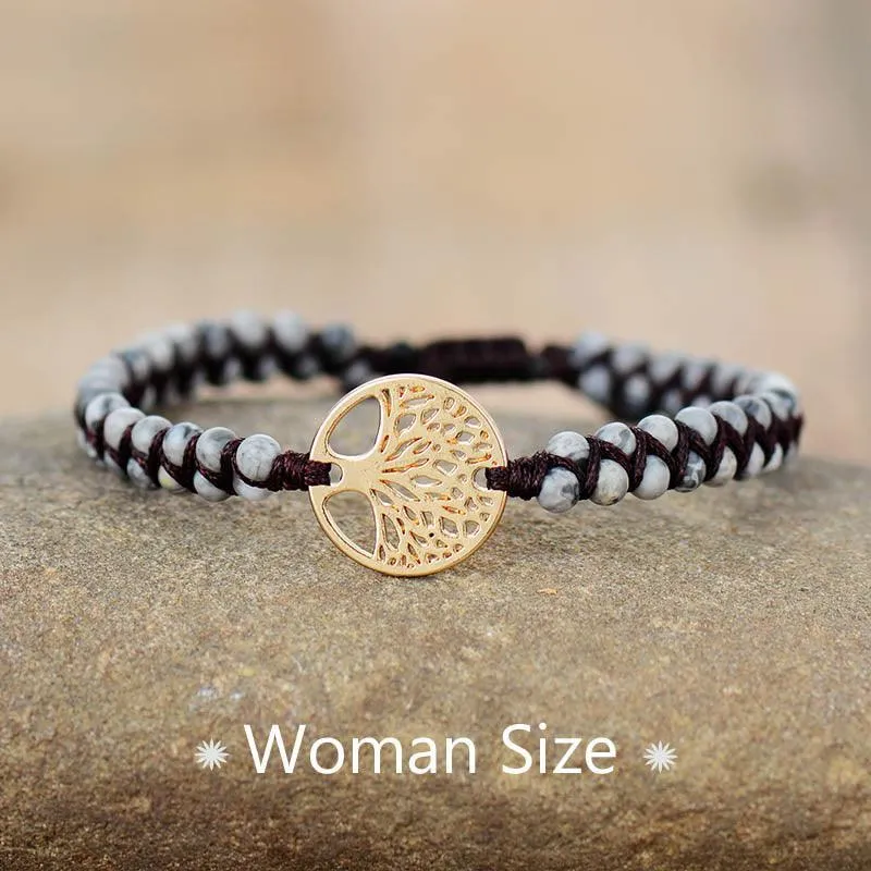 Tree Charm Bracelets African Japser String Braided Bracelets