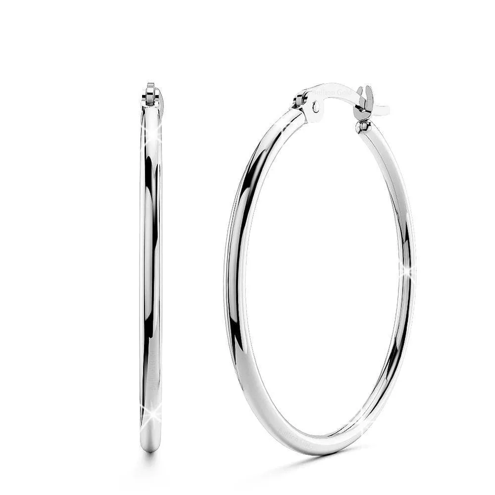 Trishia Hoop White Gold Layered Earrings 30mm