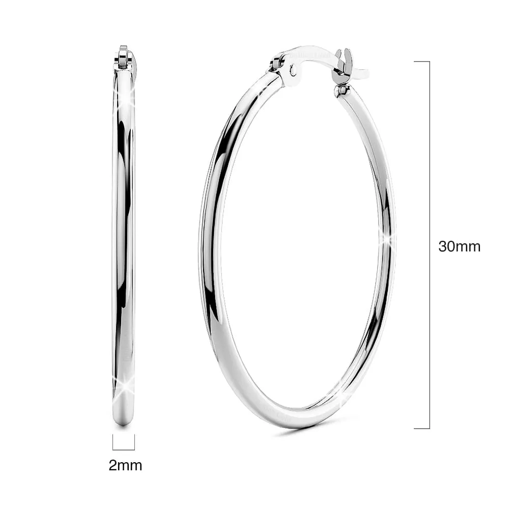 Trishia Hoop White Gold Layered Earrings 30mm