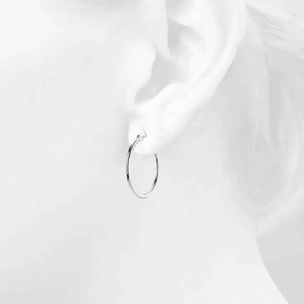 Trishia Hoop White Gold Layered Earrings 30mm