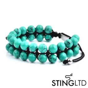 Turquoise Double Beaded Macrame Bracelet