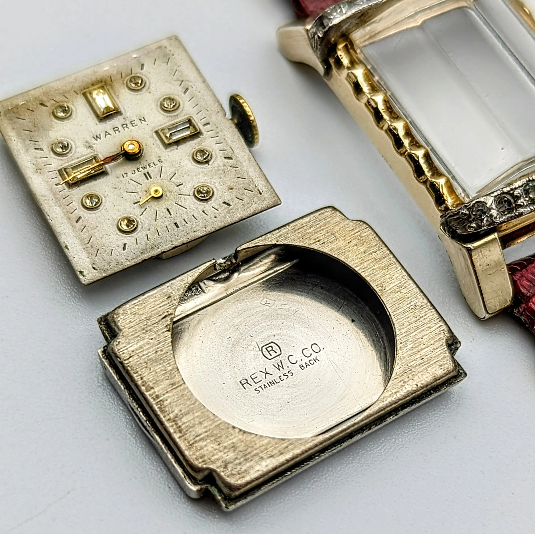 Vintage WARREN Wristwatch Diamond Dial and Bezel Swiss Movement 17 Jewels
