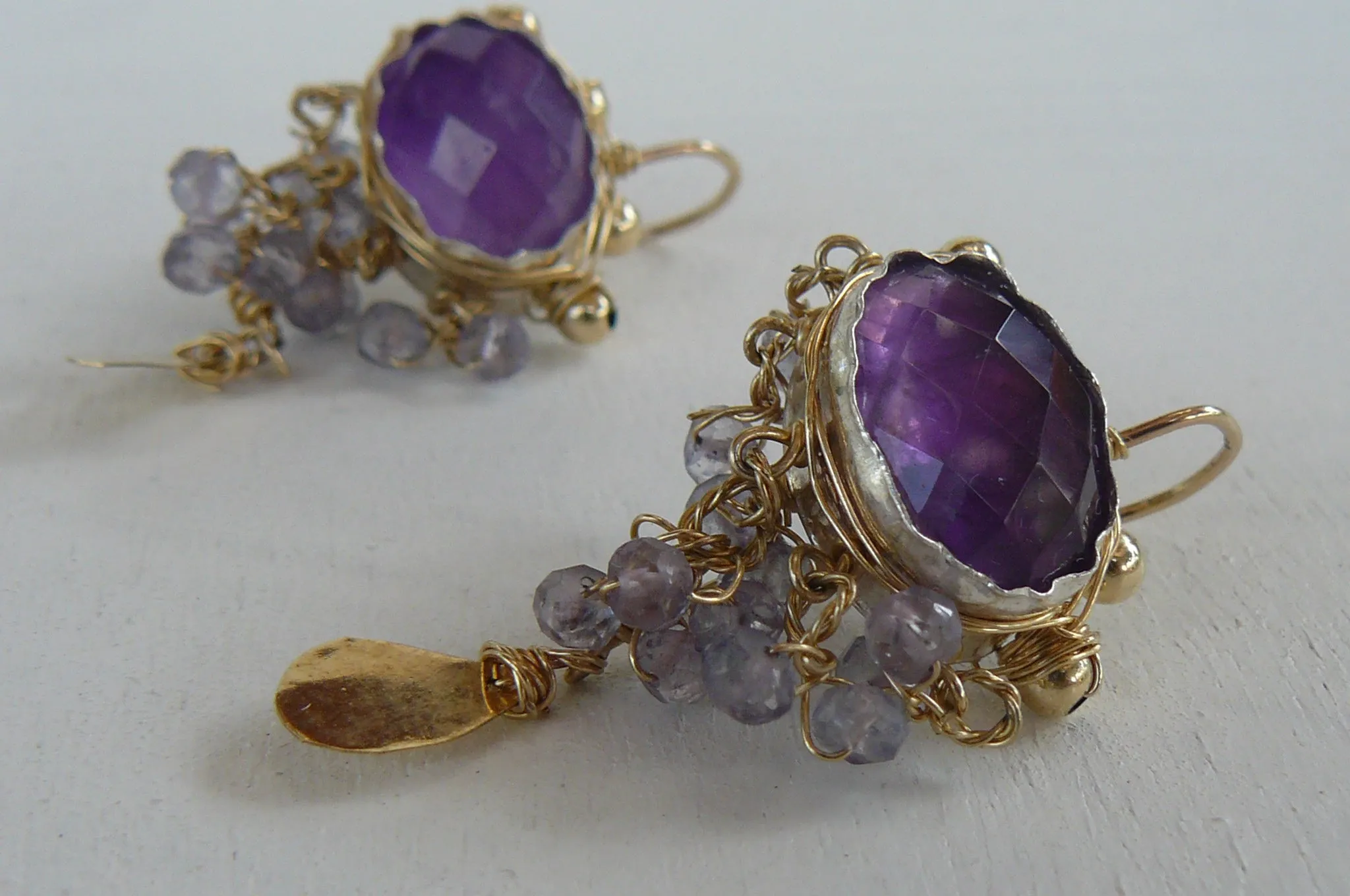 Waterfall Amethyst Earrings in Gold Filled
