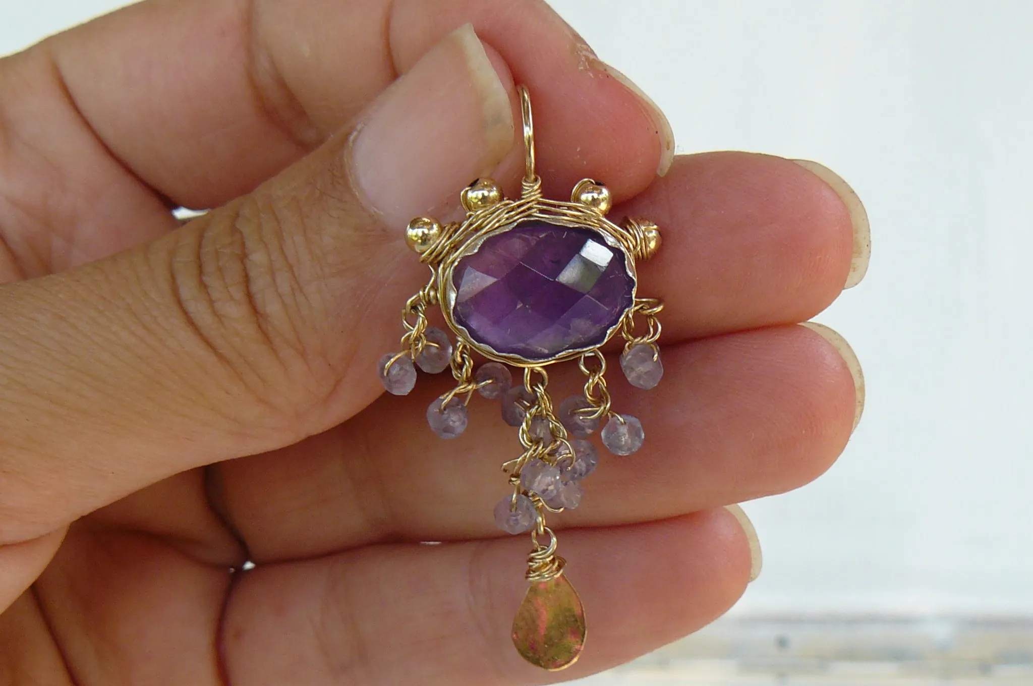 Waterfall Amethyst Earrings in Gold Filled