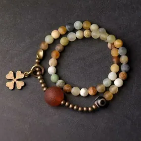 Wealth Promoting Natural Stone Beaded Bracelet