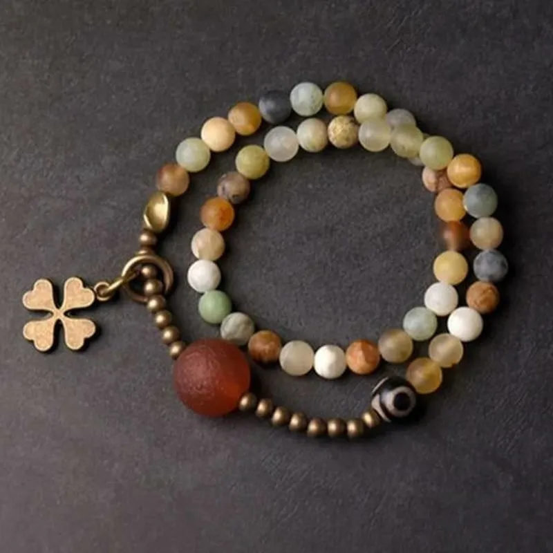 Wealth Promoting Natural Stone Beaded Bracelet