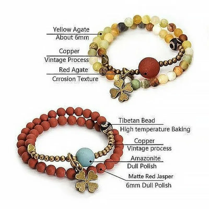 Wealth Promoting Natural Stone Beaded Bracelet
