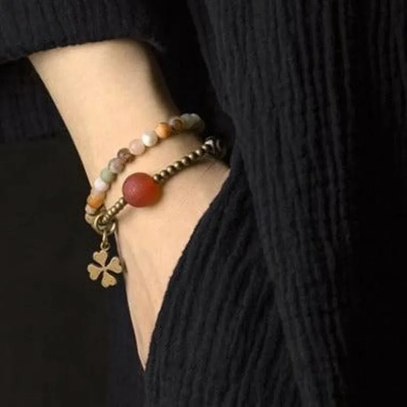 Wealth Promoting Natural Stone Beaded Bracelet