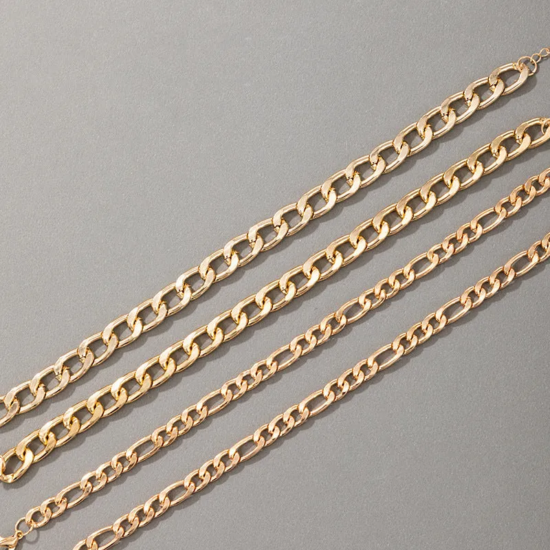 Wholesale bohemian multi-layer thick chain mix and match anklet set of 4 JDC-AS-C132