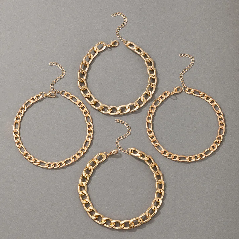 Wholesale bohemian multi-layer thick chain mix and match anklet set of 4 JDC-AS-C132