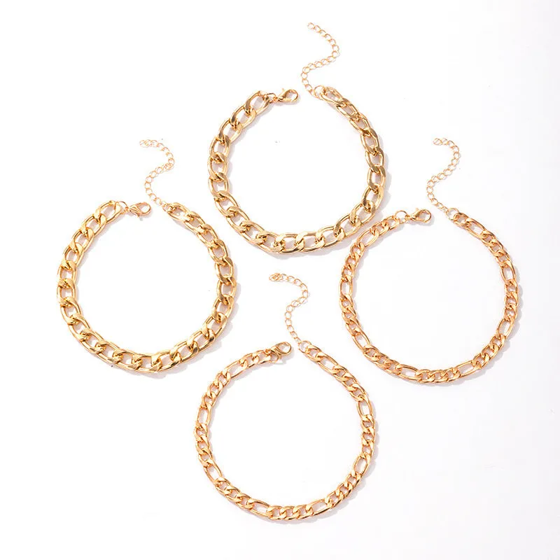 Wholesale bohemian multi-layer thick chain mix and match anklet set of 4 JDC-AS-C132