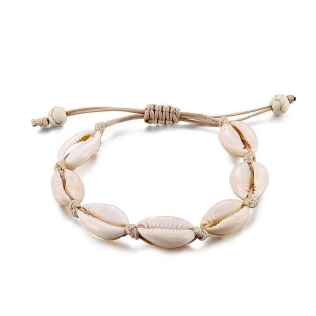 Women Boho Shell Anklets Handmade Shell Foot Jewelry Summer Beach Barefoot Bracelet