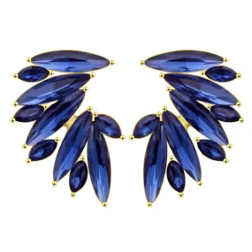 Yellow Chimes Elegant Gold Plated Crystal Clip-On Stud Earrings for Women and Girls (Blue)