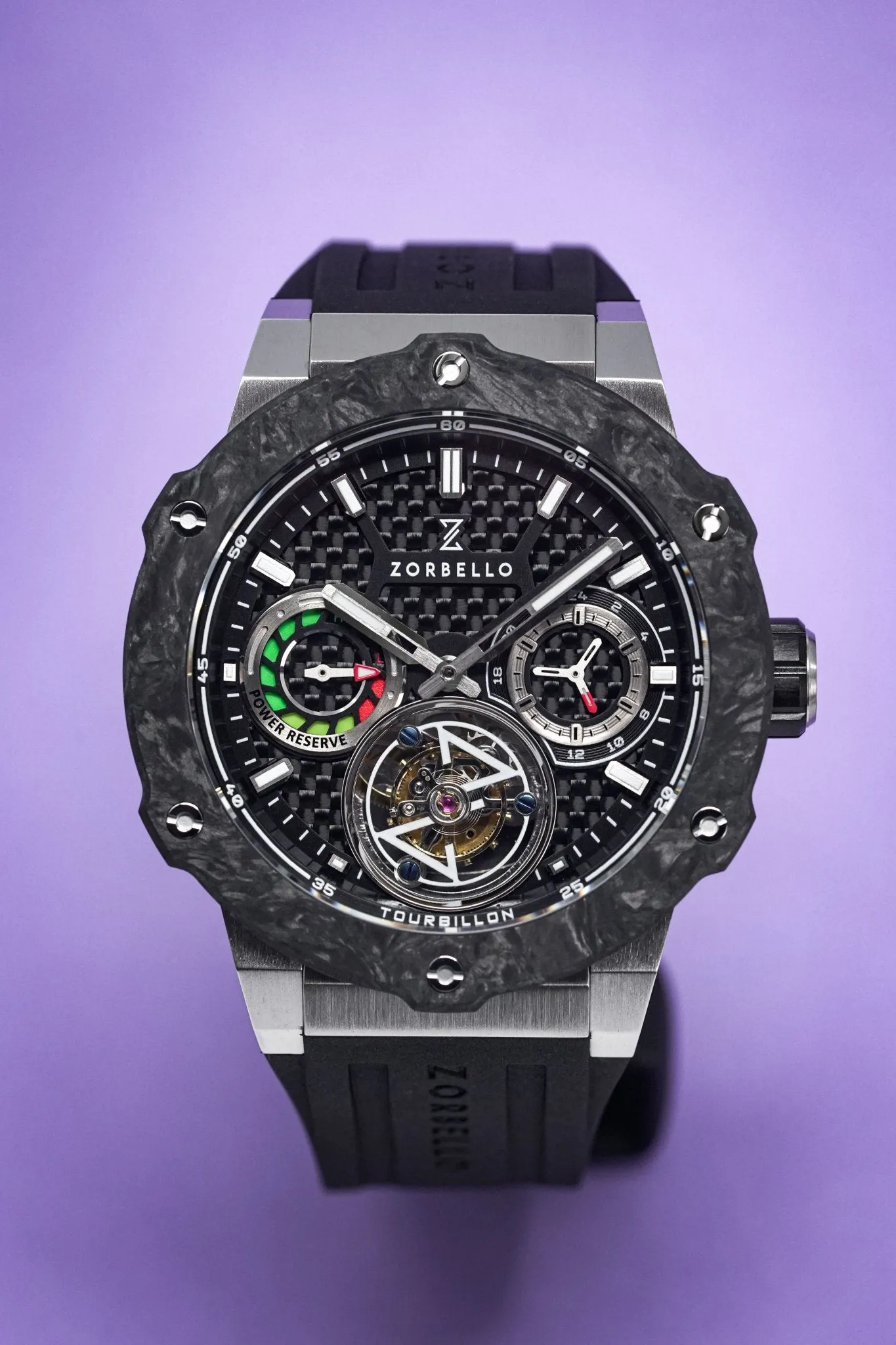 Zorbello Watch T1 Tourbillon Steel Super-Luminova® ZBAB001 *Free Watch Winder*