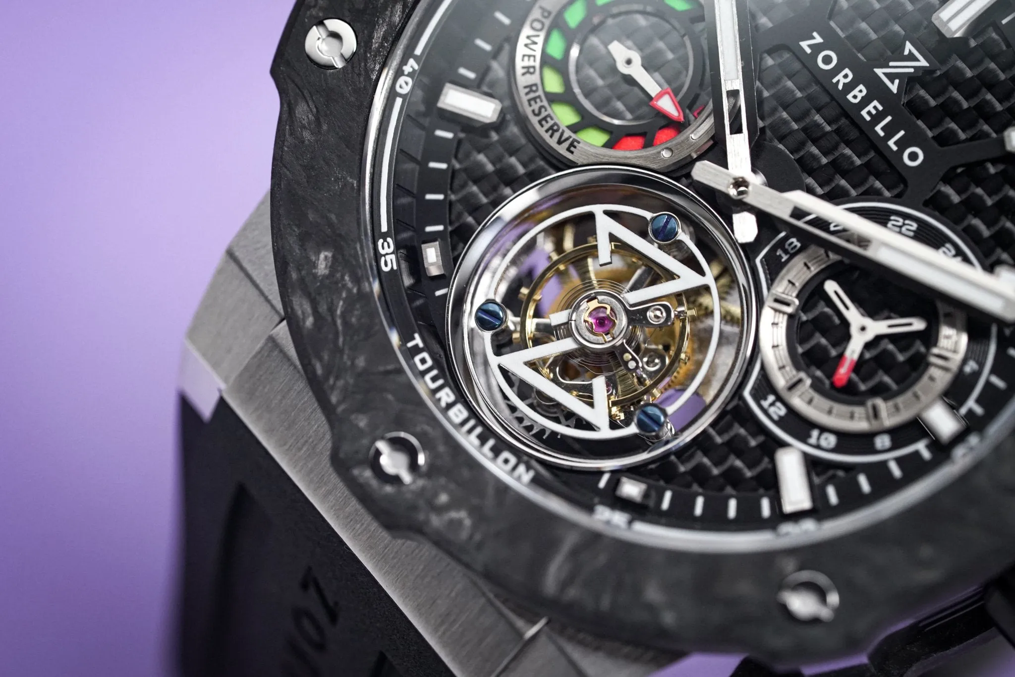 Zorbello Watch T1 Tourbillon Steel Super-Luminova® ZBAB001 *Free Watch Winder*